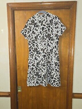 Black and White Leopard Print Mini Dress